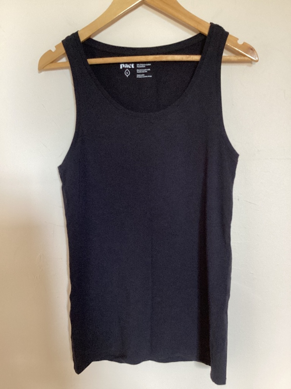 NWOT Pact Organic L Tank Top Black Organic Cotton basic casual athleisure summer